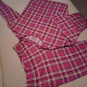 Joyspun Vibrant Pink Plaid Pajama Set